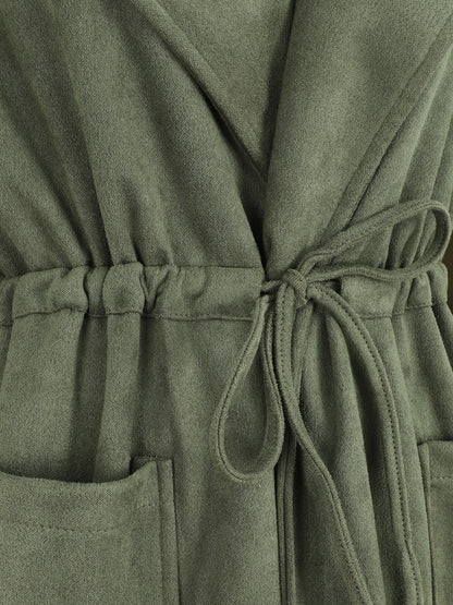Trench oversize mi-long en suédine - Kaki - 3