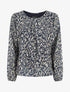 Blouse ample en voile imprimé feuilles irisées - Marine - 1
