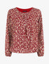 Blouse ample en voile imprimé feuilles irisées - Bordeaux - 4