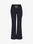 Pantalon flare taille haute à boucle - Marine - 4
