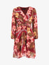 Robe mi-longue à imprimé tropical - Bordeaux - 1