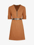 Robe uni coupe droite à col zippé - Camel - 1