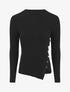 Pull uni côtelé à boutons dorés - Noir - 4