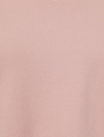 Pull fin uni à col V - Rose - 3