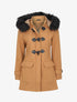 Duffle coat à capuche à fourrure - Camel - 1