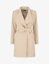 Manteau long ceinturé à col droit - Beige - 1