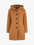Manteau mi-long bouclé à capuche - Camel - 5