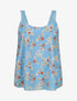 Top en voile imprimé fleurs de printemps - Bleu ciel - 1