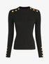 Pull ajusté à col montant boutonné - Noir - 1