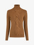 Pull uni à col roulé et motif torsade - Camel - 1