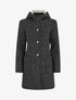 Manteau mi-long chiné à capuche - Noir - 5