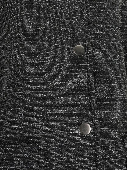 Manteau mi-long chiné à capuche - Noir - 3