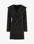 Manteau long à capuche et col châle - Noir - 1