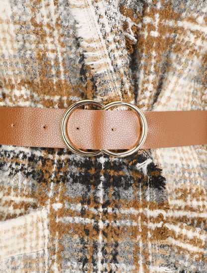 Manteau léger effet tweed motif carreaux - Camel - 3