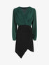 Robe drapée style portefeuille - Vert sapin/noir - 5
