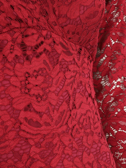 Robe moulante en dentelle - Bordeaux - 3