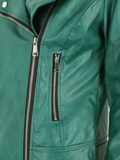 Perfecto droit en simili coupe droite - Vert sapin - 3