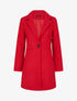 Manteau mi-long uni en laine mélangée - Rouge - 1