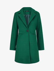 Manteau mi-long uni en laine mélangée - Vert - 5