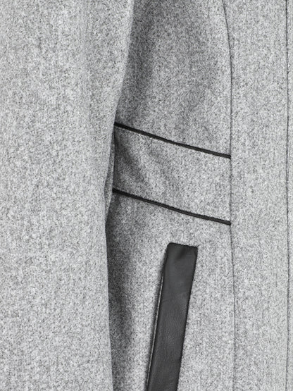 Manteau mi-long à capuche et zip - Gris - 3