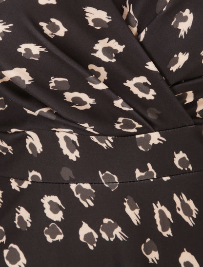 Robe midi imprimé léopard - Noir - 3