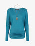 Pull fin uni froncé - Bleu canard - 1