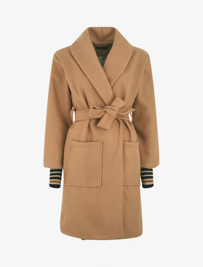 Manteau à poignets empiécés - Beige - 1