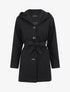 Manteau long à capuche uni - Noir - 5