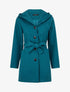 Manteau long à capuche uni - Bleu canard - 5