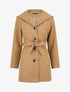 Manteau long à capuche uni - Camel - 5