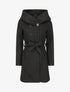 Manteau mi-long ceinturé à capuche - Noir - 3