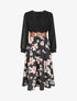Robe longue à fleurs et col cache-coeur - Noir - 1