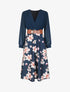 Robe longue à fleurs et col cache-coeur - Marine - 1