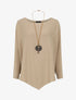 Pull ample uni en V - Beige - 1