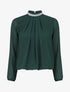 Top en voile uni à col bijoux - Vert sapin - 1