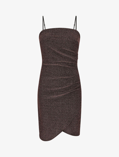 Robe drapée moulante pailletée - Rose - 1