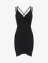 Robe pailletée à bretelles croisées - Noir - 5