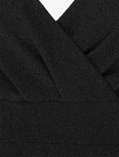 Robe pailletée à bretelles croisées - Noir - 3