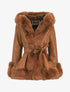 Manteau évasé en simili et fourrure synthétique - Camel - 1