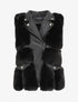 Veste sans manches en simili et fausse fourrure - Noir - 1