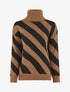 Pull col roulé rayé - Camel - 1