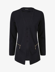Veste fluide à poches zippées et col droit - Marine - 4