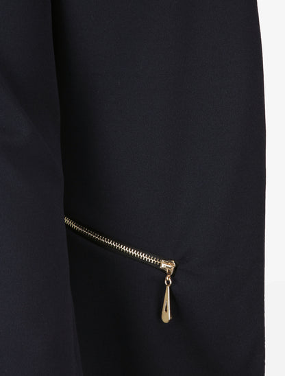 Veste fluide à poches zippées et col droit - Marine - 3