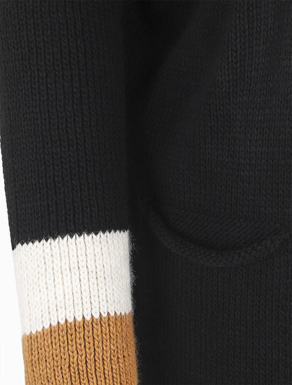 Gilet long rayé à capuche - Noir - 3