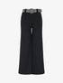 Pantalon ample à taille haute et ceinture stylisée - Noir - 3