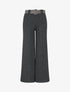 Pantalon taille haute ample effet laine - Gris chiné - 1