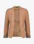Blazer uni à revers imprimé grec - Camel - 5