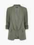 Blazer droit uni manches 3/4 froncées - Kaki - 1