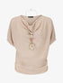Pull fin manches courtes à col bénitier - Beige - 5