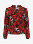 Blouse manches longues à col rond et imprimé floral - Noir/rouge - 5